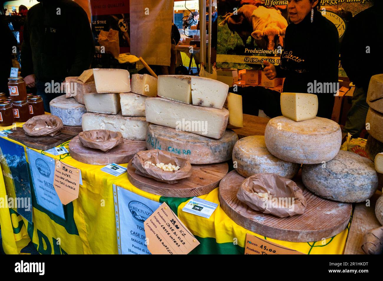 Farmers market in Piazza xx Settembre in Lecco on Lake Como, Italy. Stock Photo