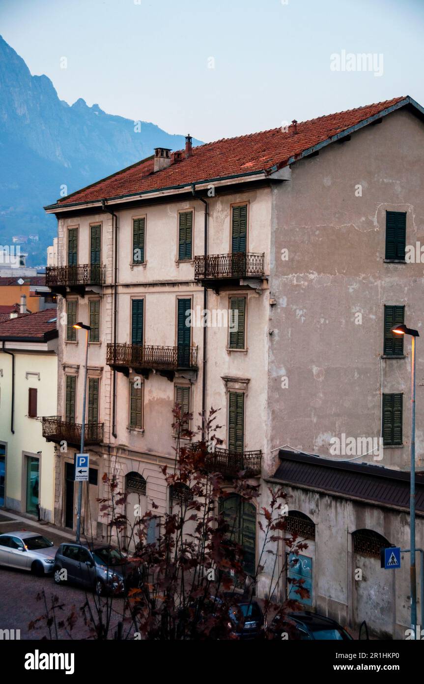 Lecco is city on the southeastern shore of Lake Como in Northern Italy. Stock Photo