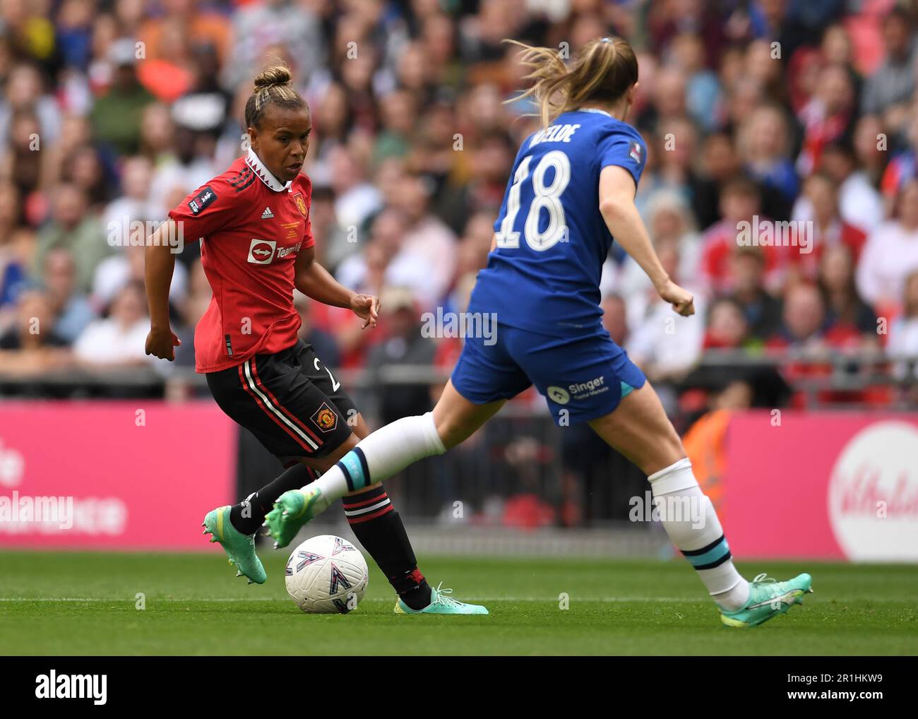 London, UK. 14th May, 2023. Nikita Parris of Manchester United with the ball during the The Women's FA Cup match at Wembley Stadium, London. Picture credit should read: Gary Oakley/Sportimage Credit: Sportimage Ltd/Alamy Live News Stock Photo