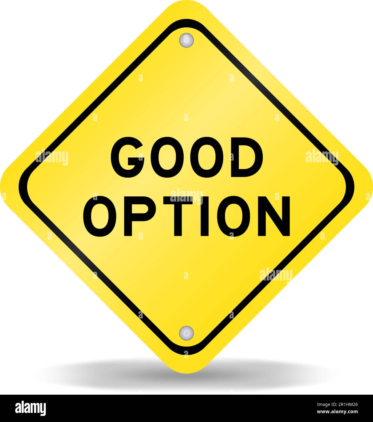 Yellow color transportation sign with word good option on white background Stock Vector Image