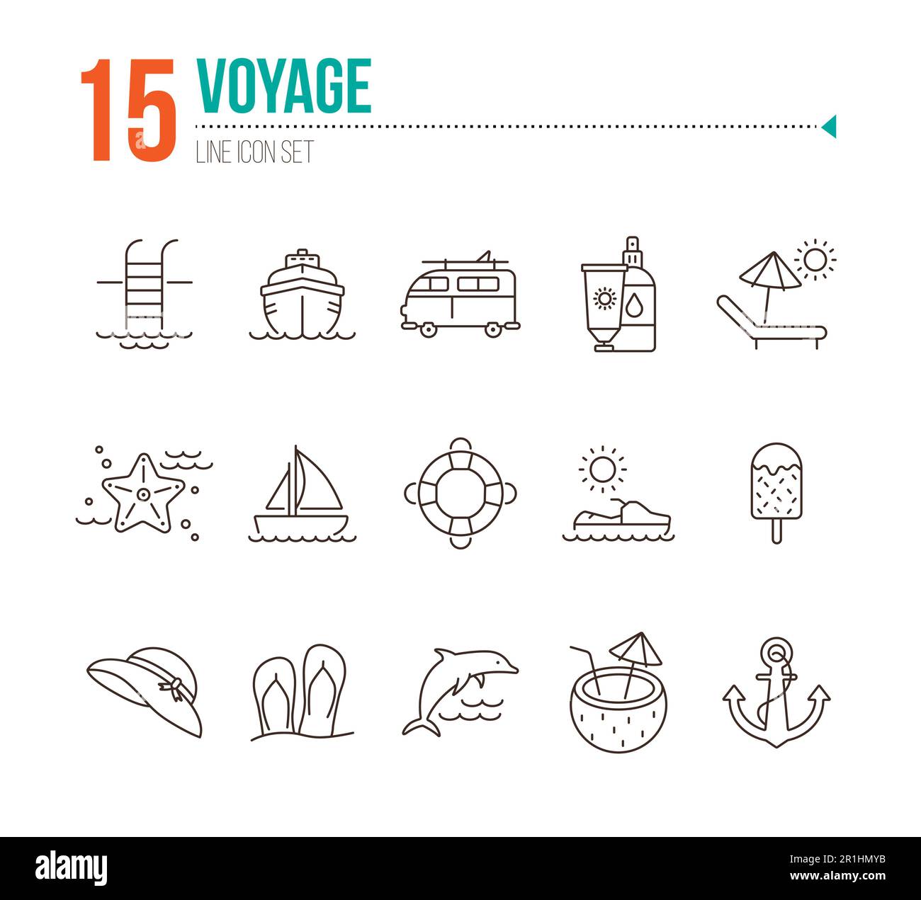 Voyage line icon set Stock Vector Image & Art - Alamy