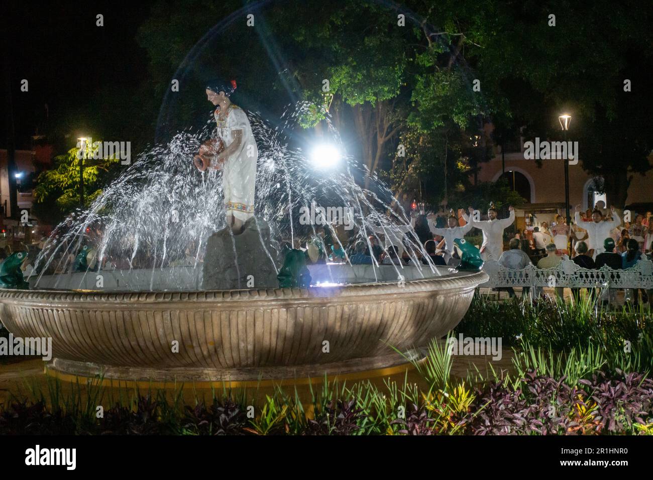 Mestiza fountain in the Francisco Canton park in Valladolid Yucatan Mexico Stock Photo