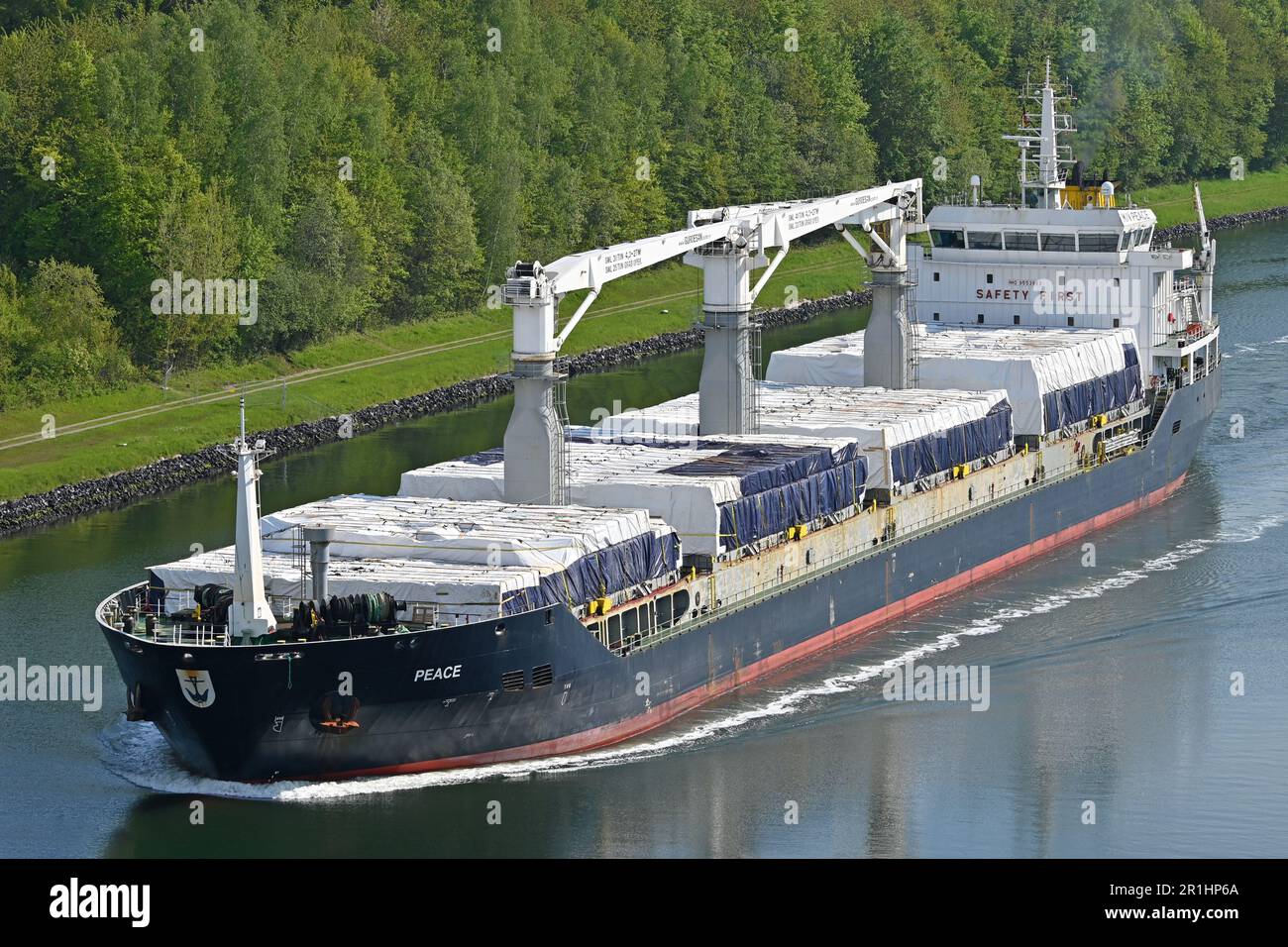 Bulgarina General Cargo Ship PEACE at the Kiel Canal Stock Photo