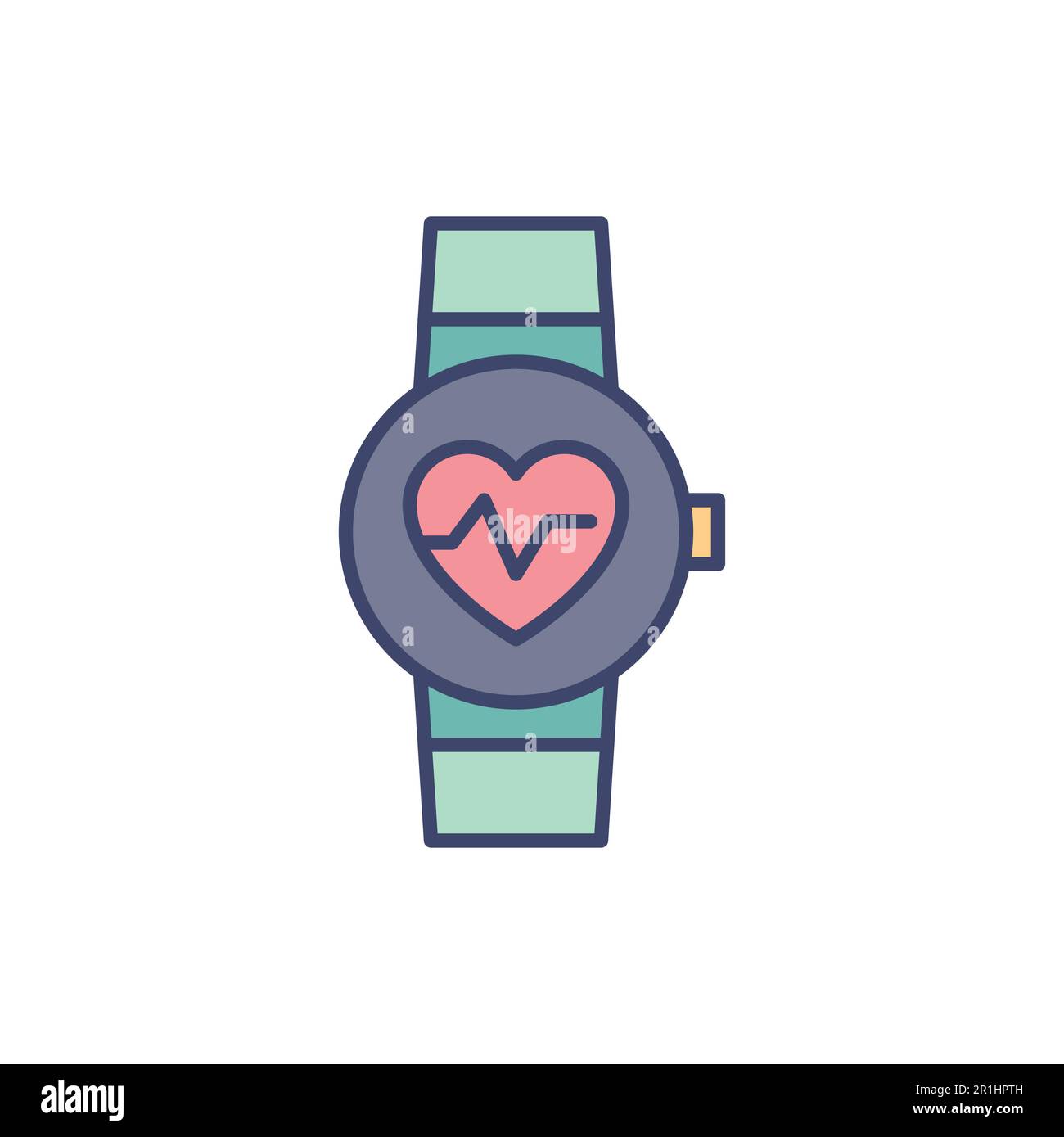 Smart Watch Medical Service related vector line icon. Heartbeat ...