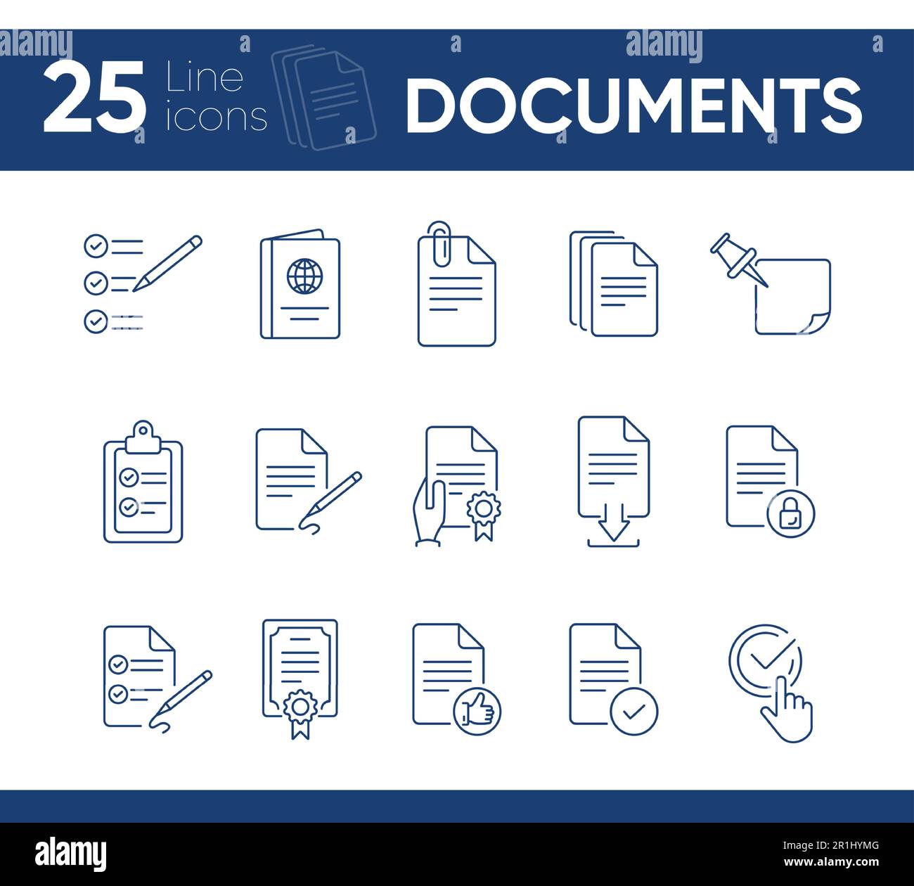 Documents approved icon outline hi-res stock photography and images - Alamy