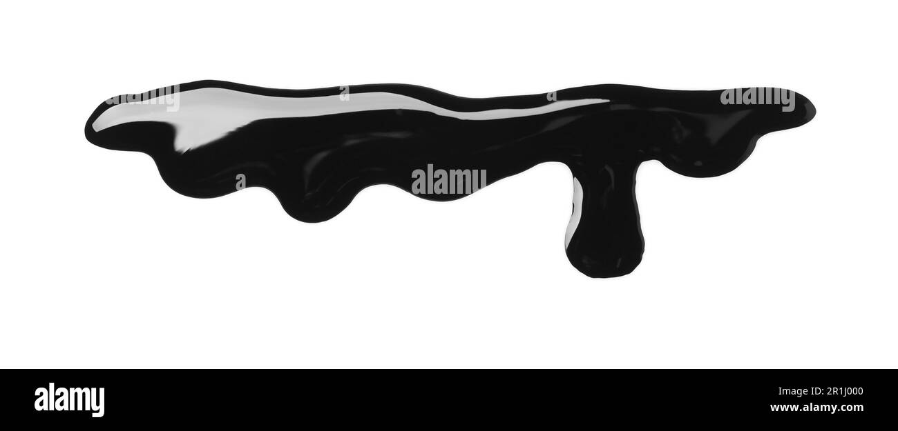 Black glossy paint spilled on white background, top view Stock Photo Alamy