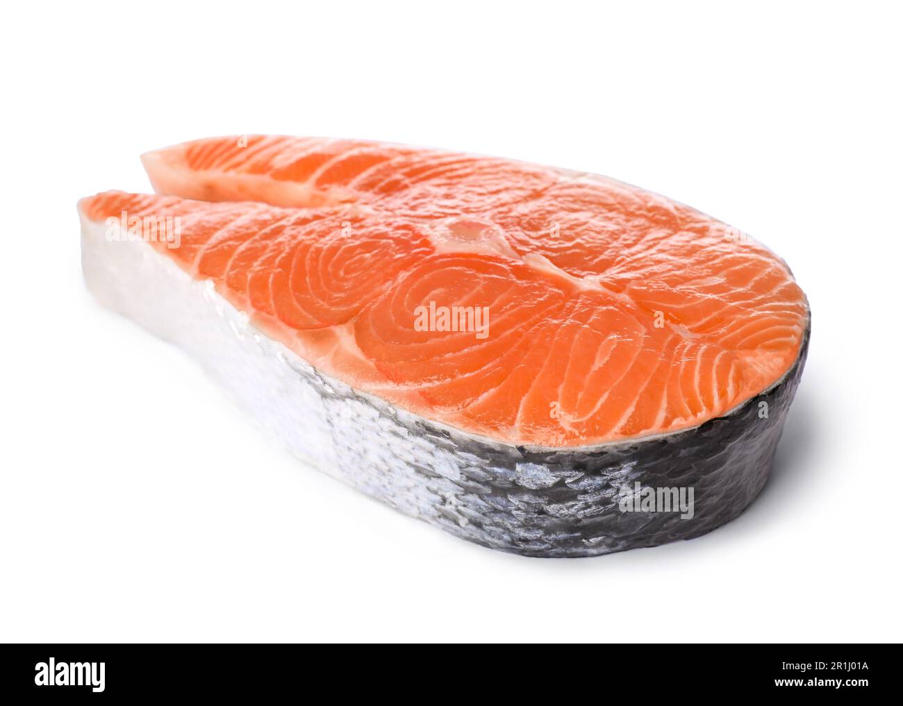 Fresh raw salmon steak isolated on white Stock Photo - Alamy