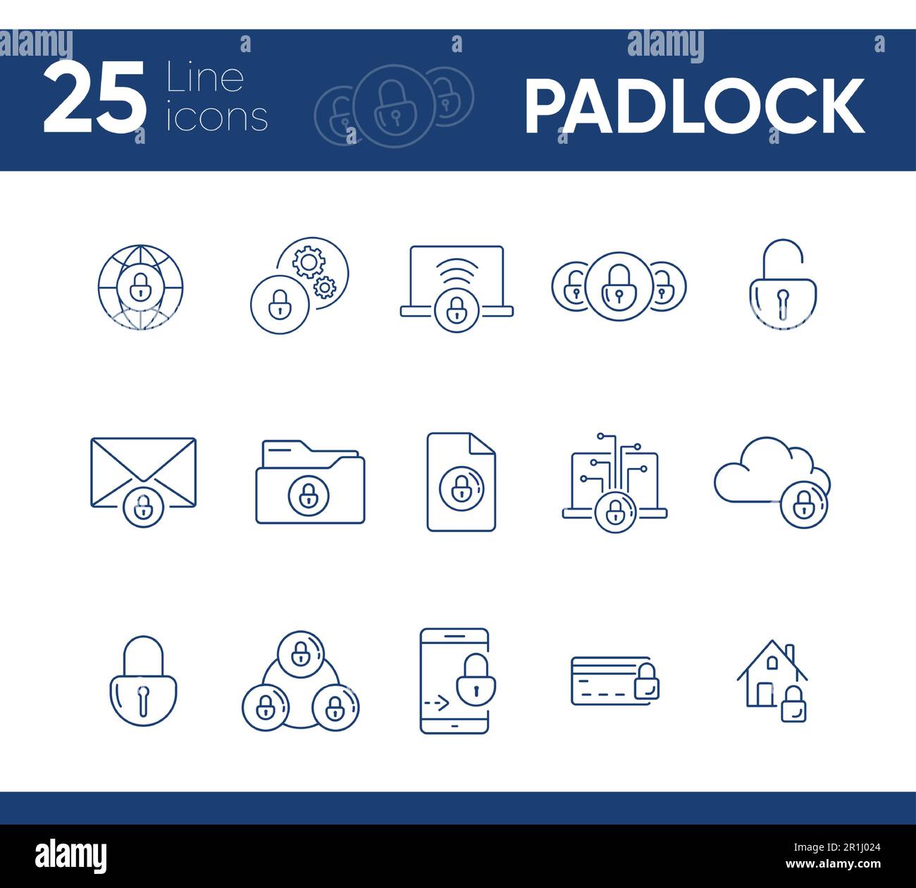 Padlock line icons Stock Vector Image & Art - Alamy