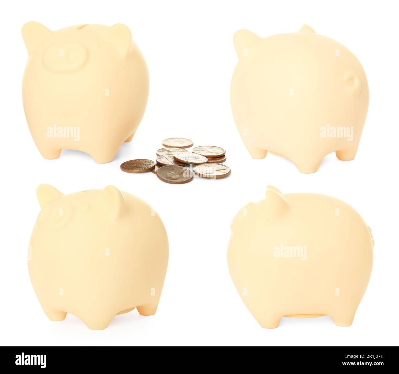 Set with piggy banks on white background Stock Photo - Alamy