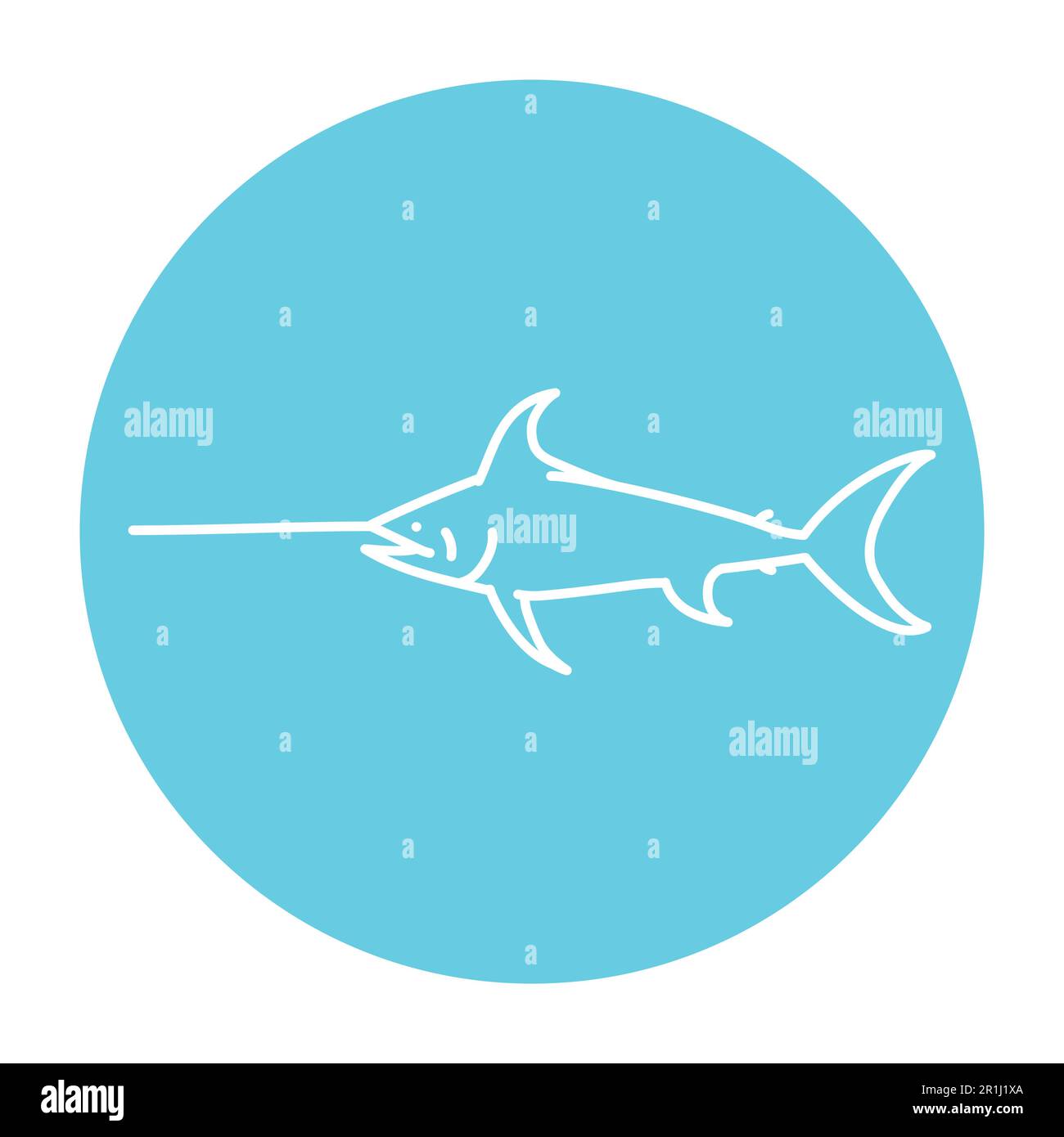 Swordfish color line illustration. Ocean fishes Stock Vector Image