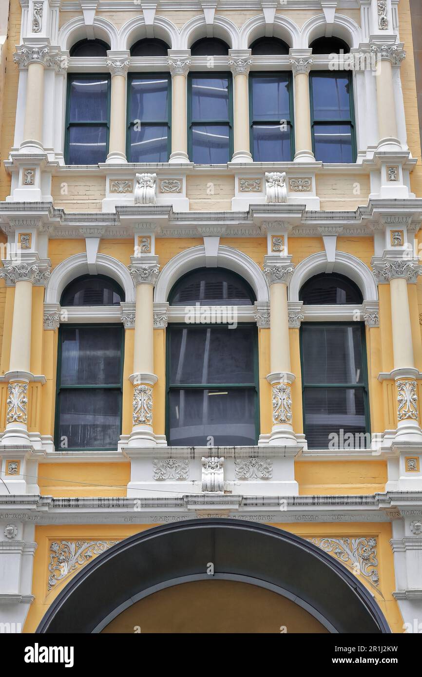 Ornate facade of AD 1903 erected building featuring Corinthian columns
