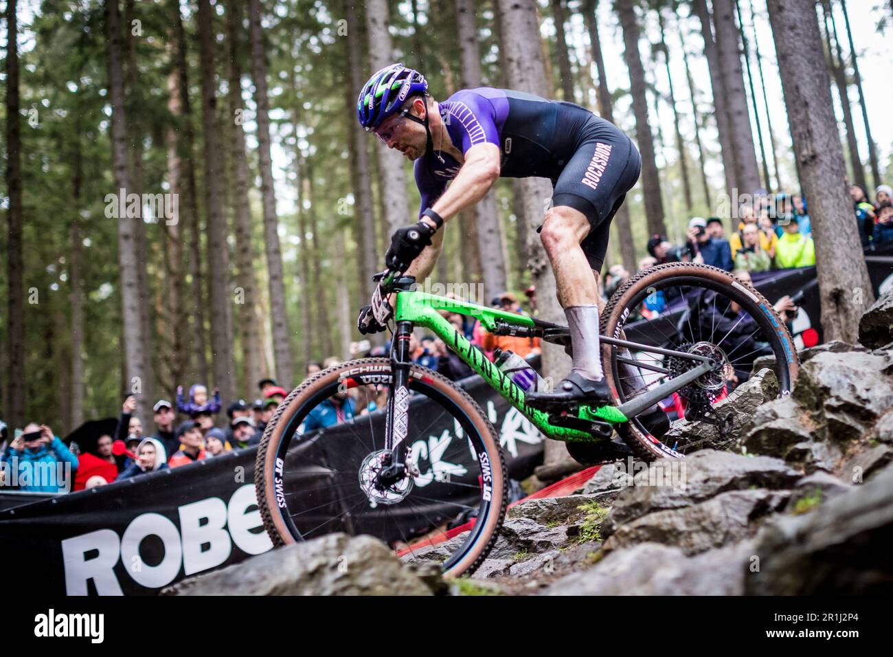 Luca Schwarzbauer from Germany competes in the Men ELITE crosscountry