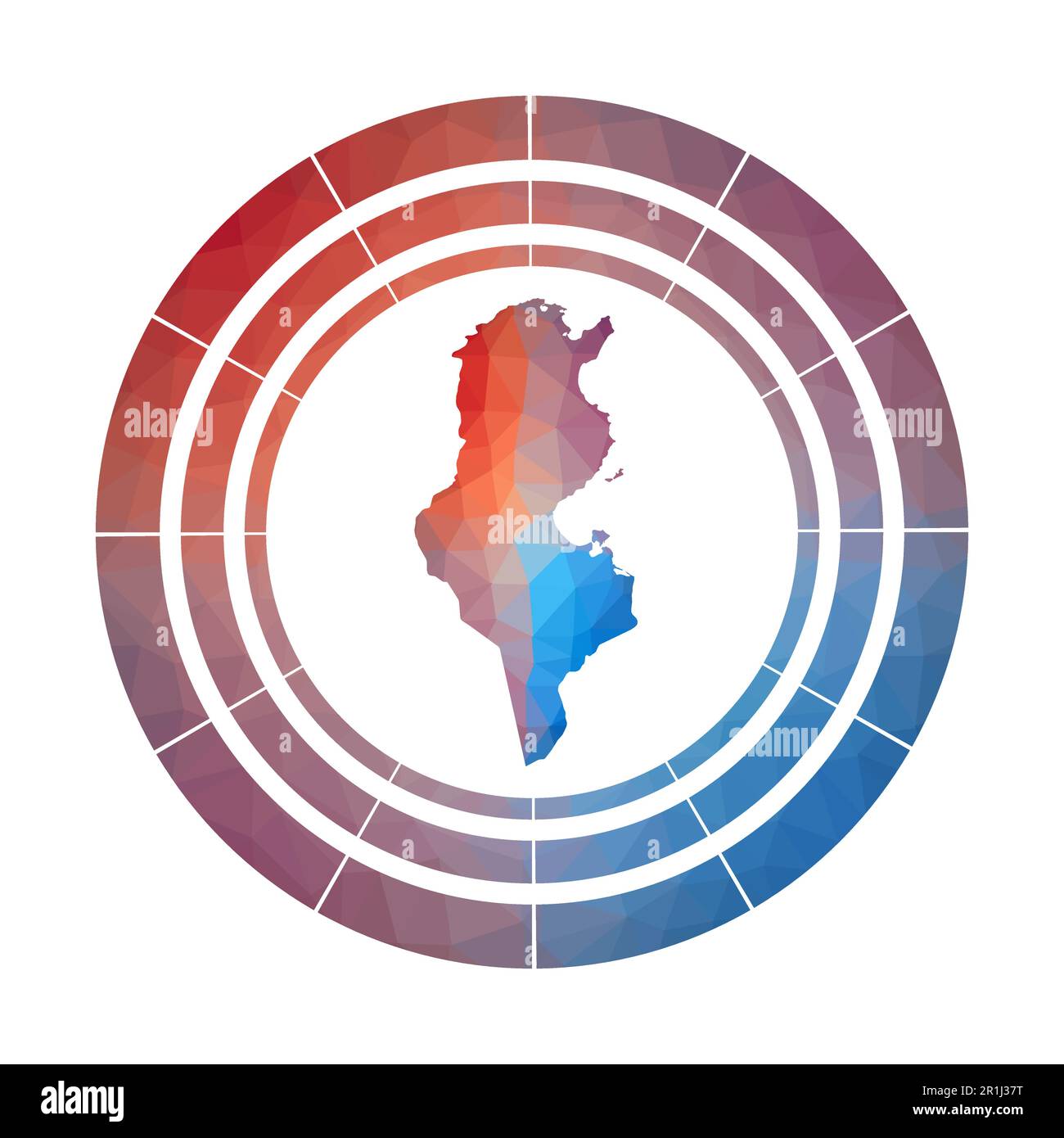 Tunisia badge. Bright gradient logo of country in low poly style ...