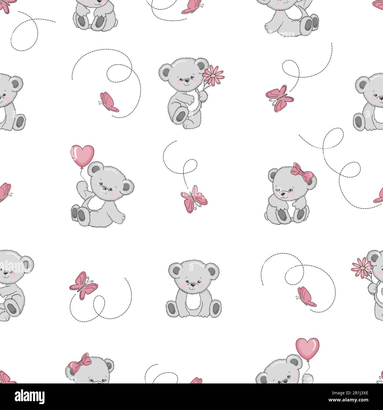 Seamless pattern with cute cartoon Teddy bears. Vector background for kids design. Baby print. Stock Vector