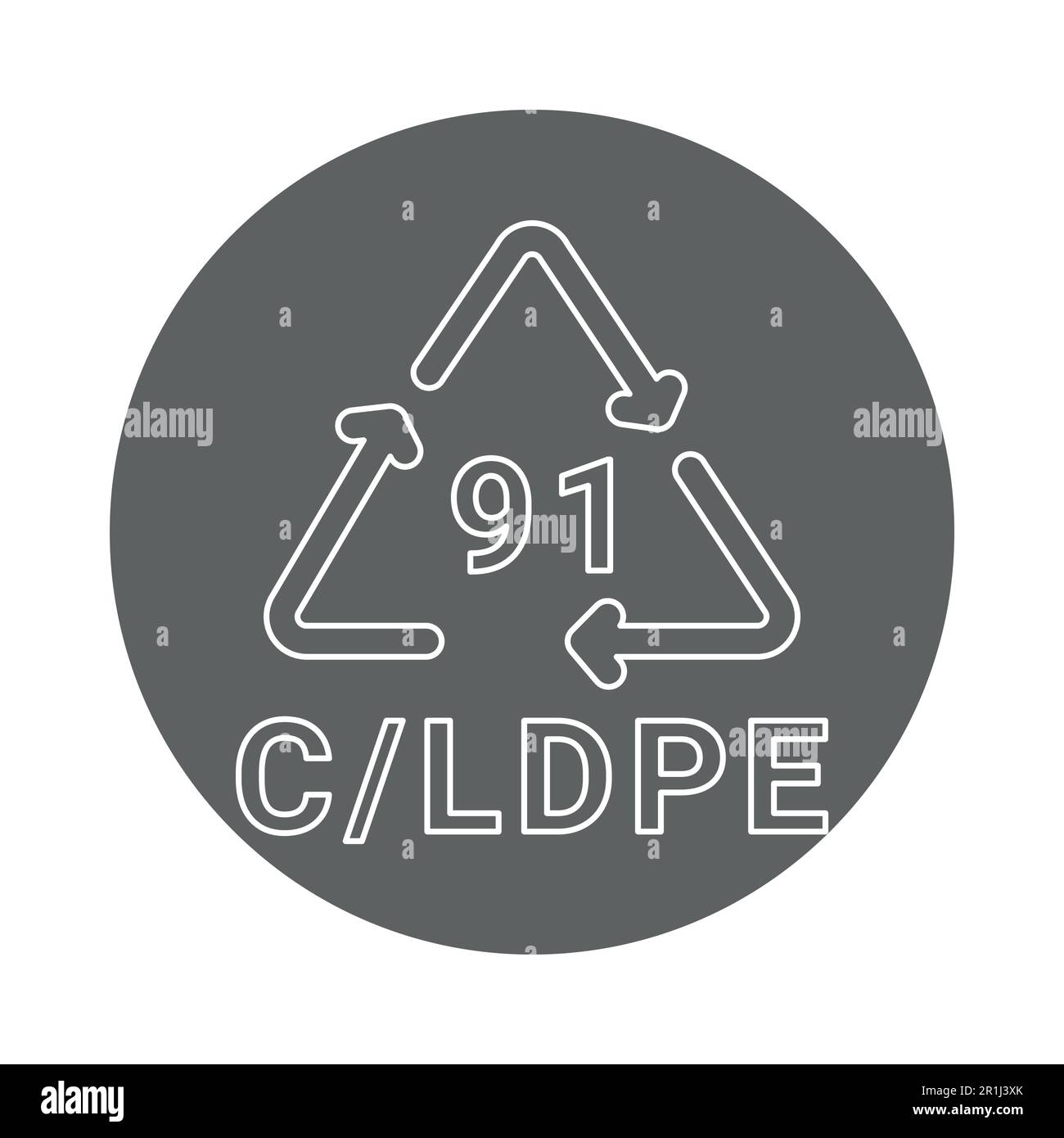 Composites recycling C/LDPE 91 line icon. Consumption code. Editable stroke. Stock Vector