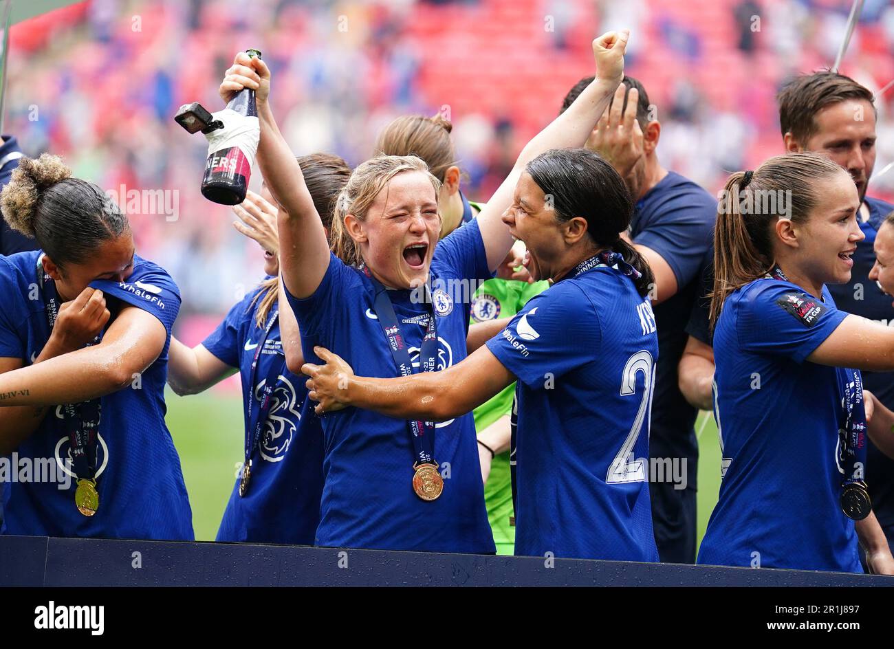 Chelsea's Erin Cuthbert and Sam Kerr celebrate following the Vitality