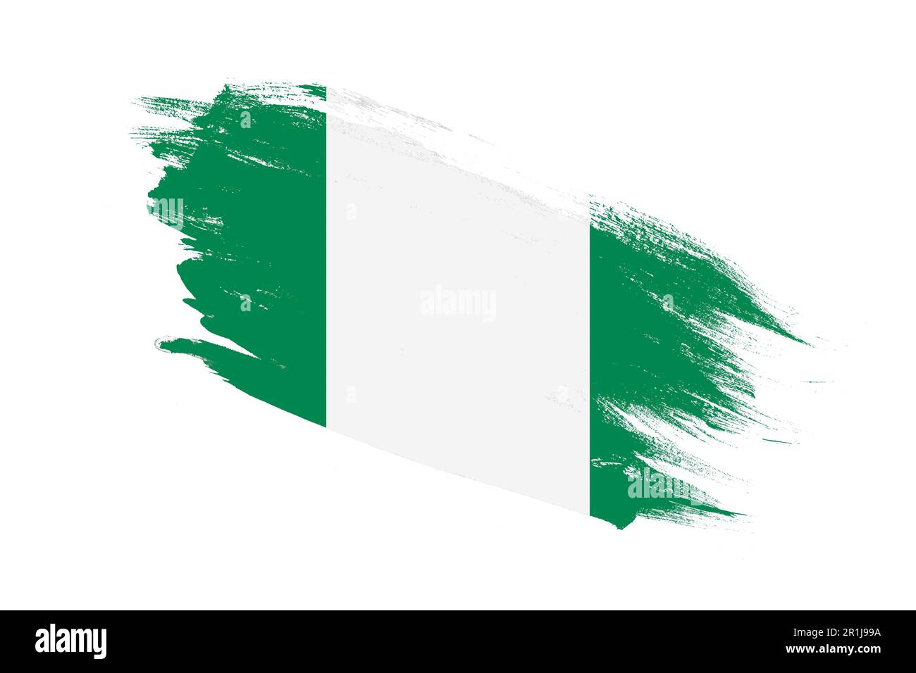 Nigeria flag with stroke brush painted effects on isolated white ...