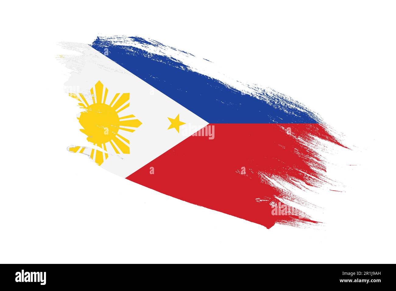 Philippines flag with stroke brush painted effects on isolated white background Stock Photo