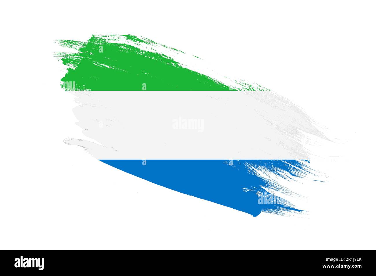 Sierra Leone flag with stroke brush painted effects on isolated white ...