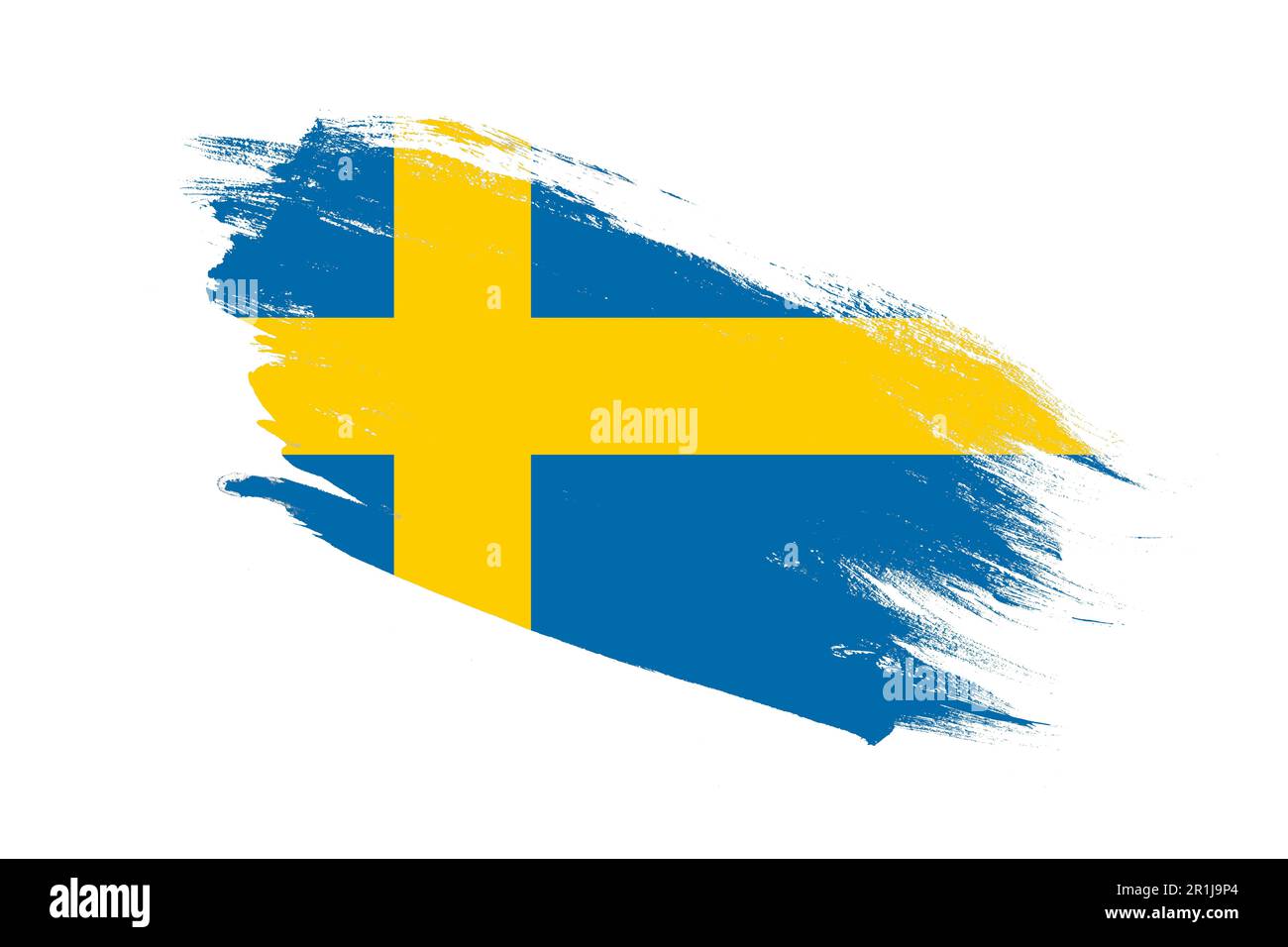Sweden flag with stroke brush painted effects on isolated white ...