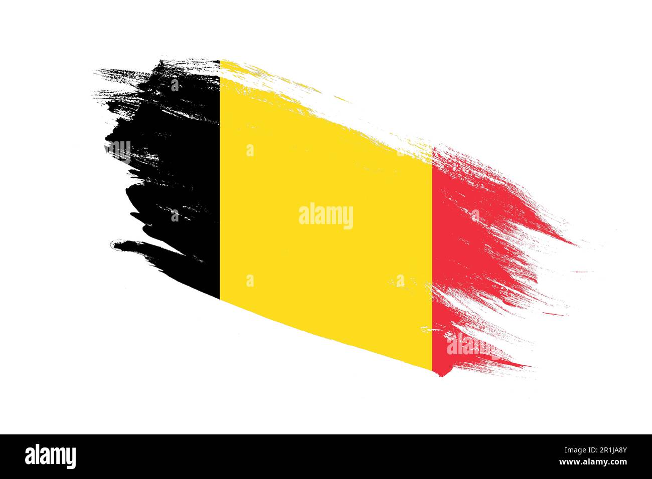 Belgium flag with stroke brush painted effects on isolated white ...