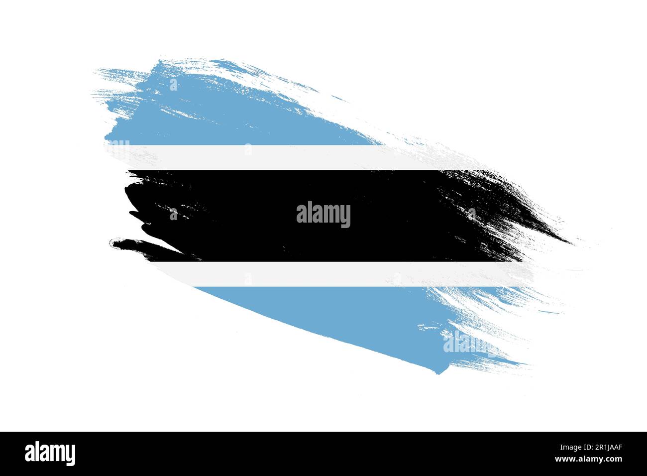 Botswana flag with stroke brush painted effects on isolated white ...