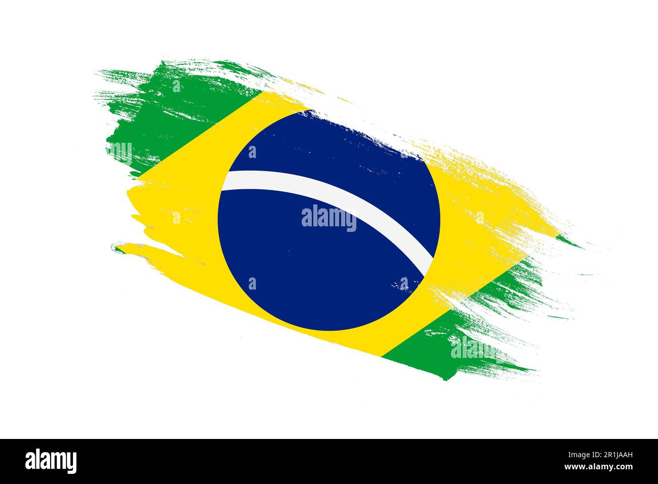 Brazil flag with stroke brush painted effects on isolated white ...