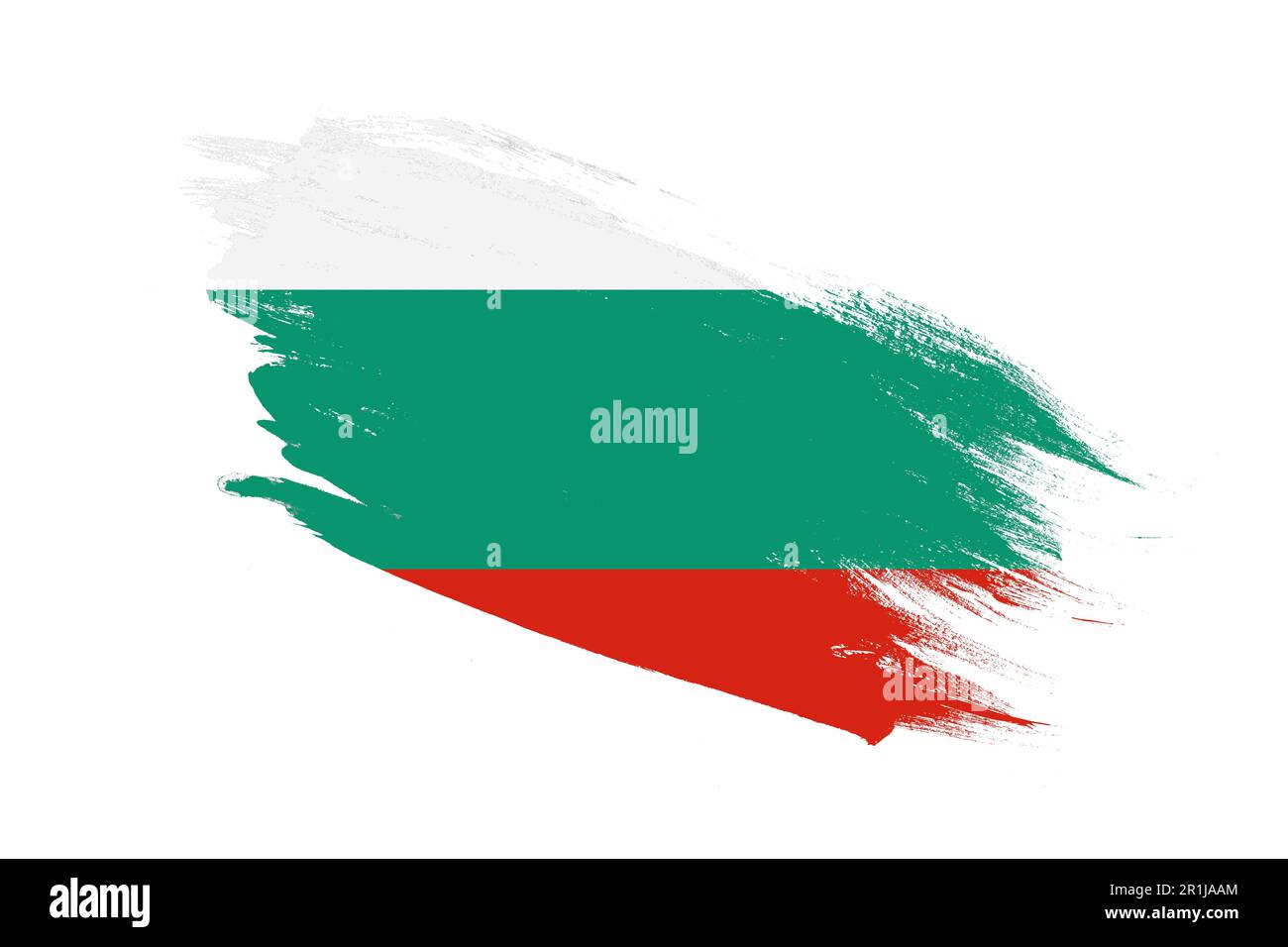 Bulgaria flag with stroke brush painted effects on isolated white background Stock Photo
