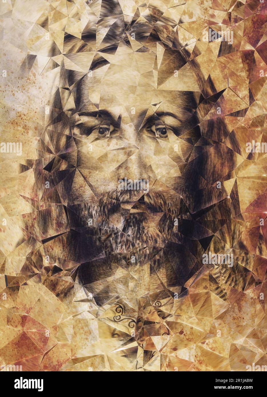 Portrait of Jesus Christ and broken mirror effect Stock Photo Alamy