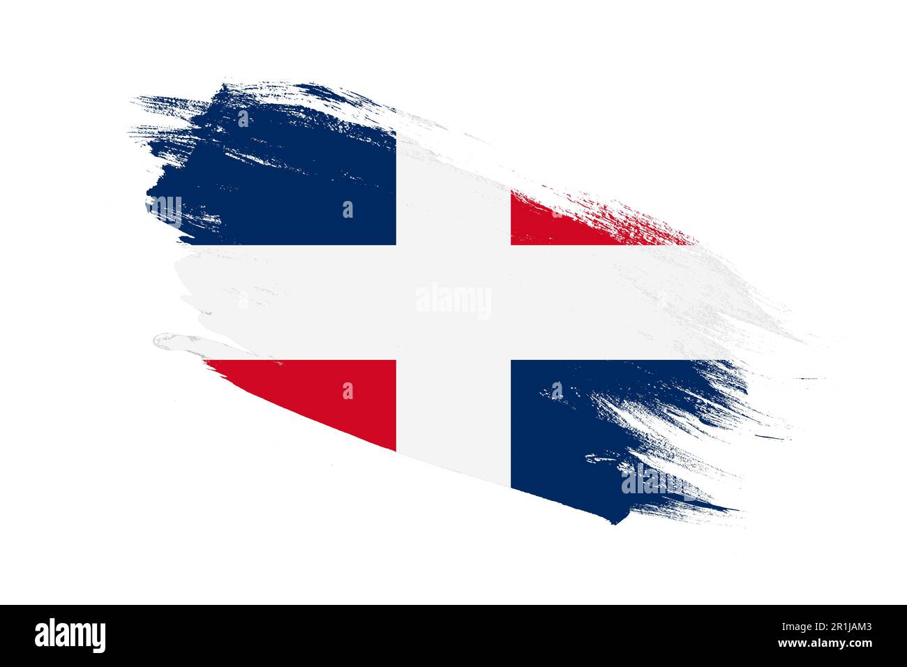 Dominican Republic flag with stroke brush painted effects on isolated white background Stock Photo