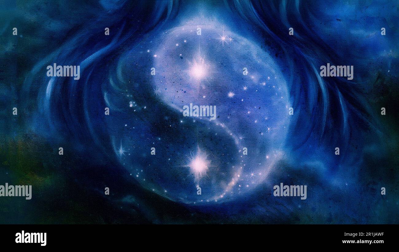Yin Yang symbol on cosmic space Stock Photo - Alamy