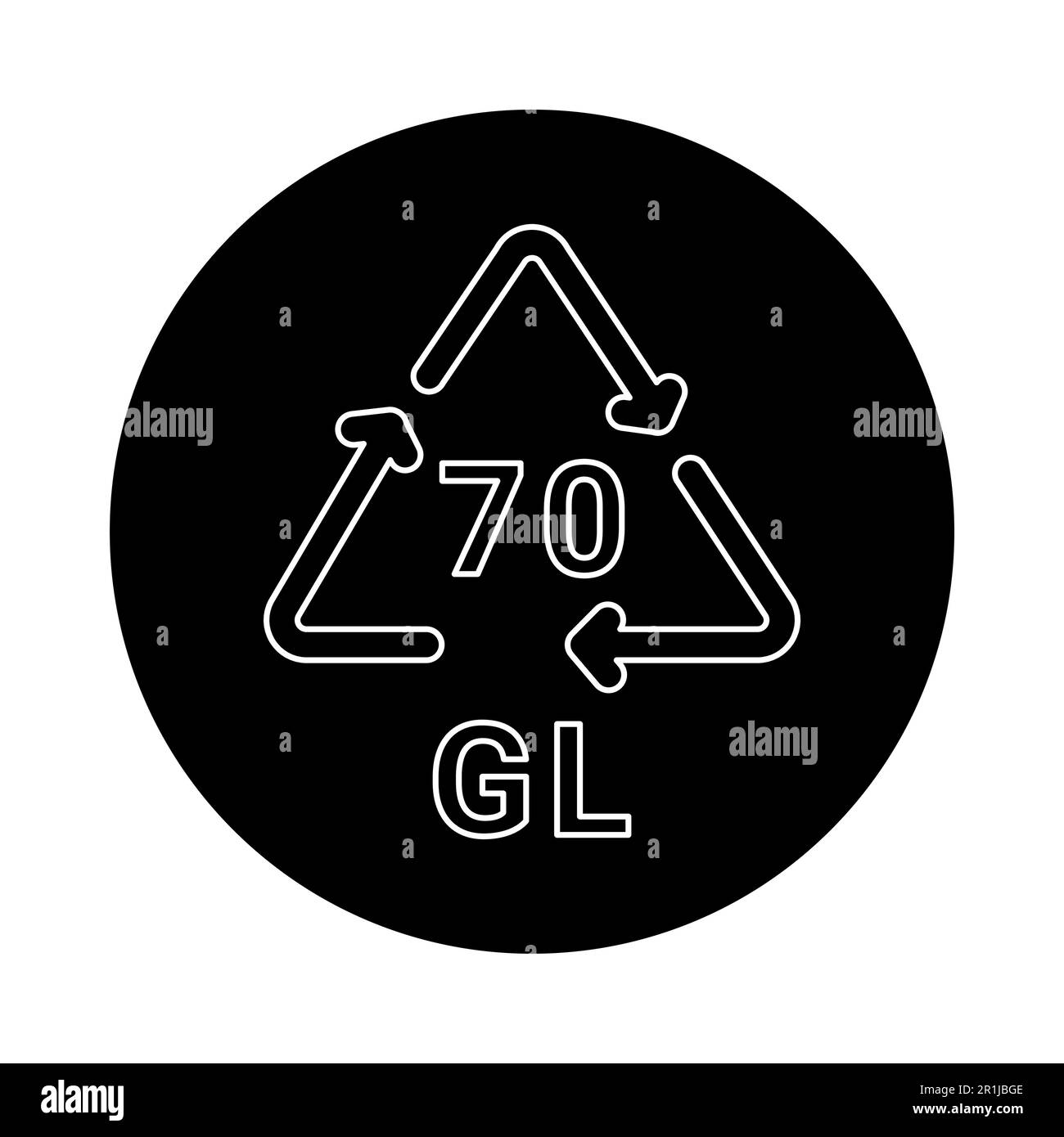 Glass recycling code GL 70 line icon. Consumption code. Editable stroke
