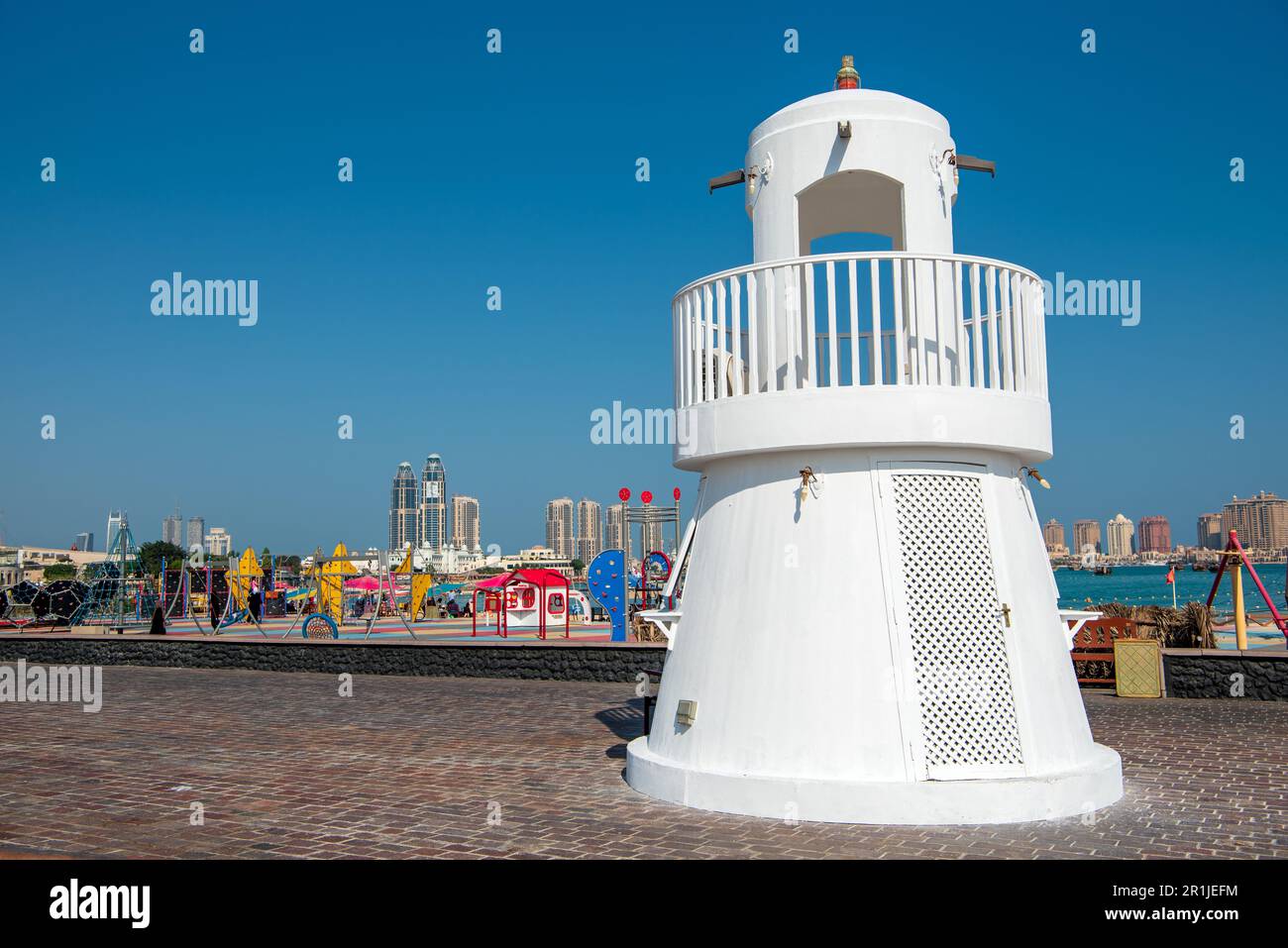 Tiny lighthouse at Katara Beach, Doha, Qatar Stock Photo Alamy
