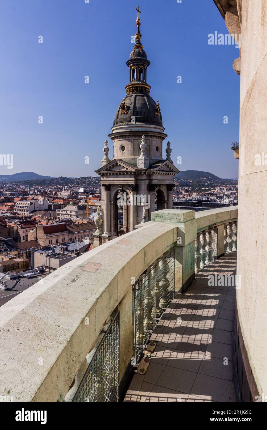 Aerial view of Budapest from St. Stephen's Basilica's cupola, Hungary Stock Photo