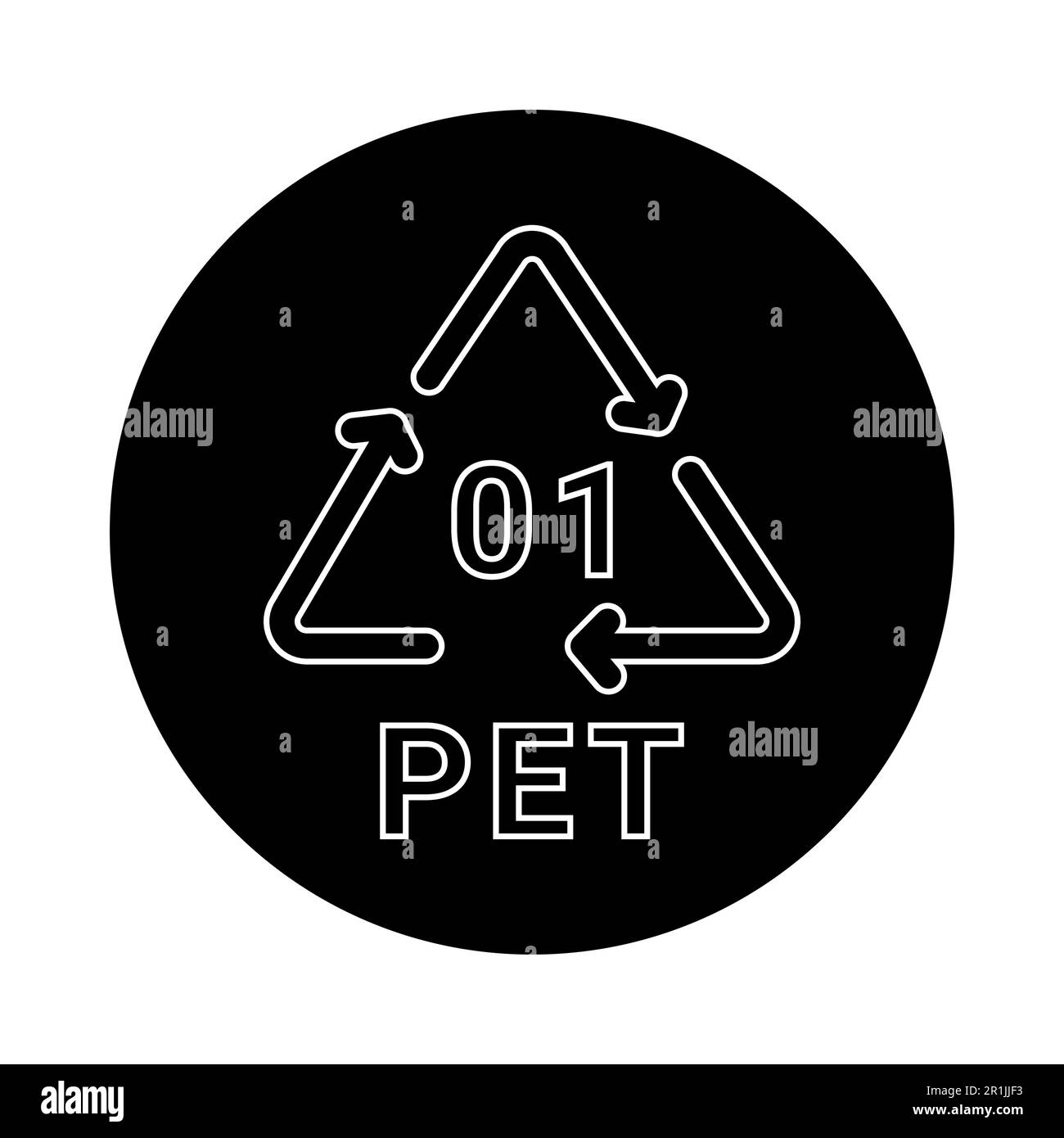 Plastic recycling code PET 01 line icon. Consumption code polyethylene
