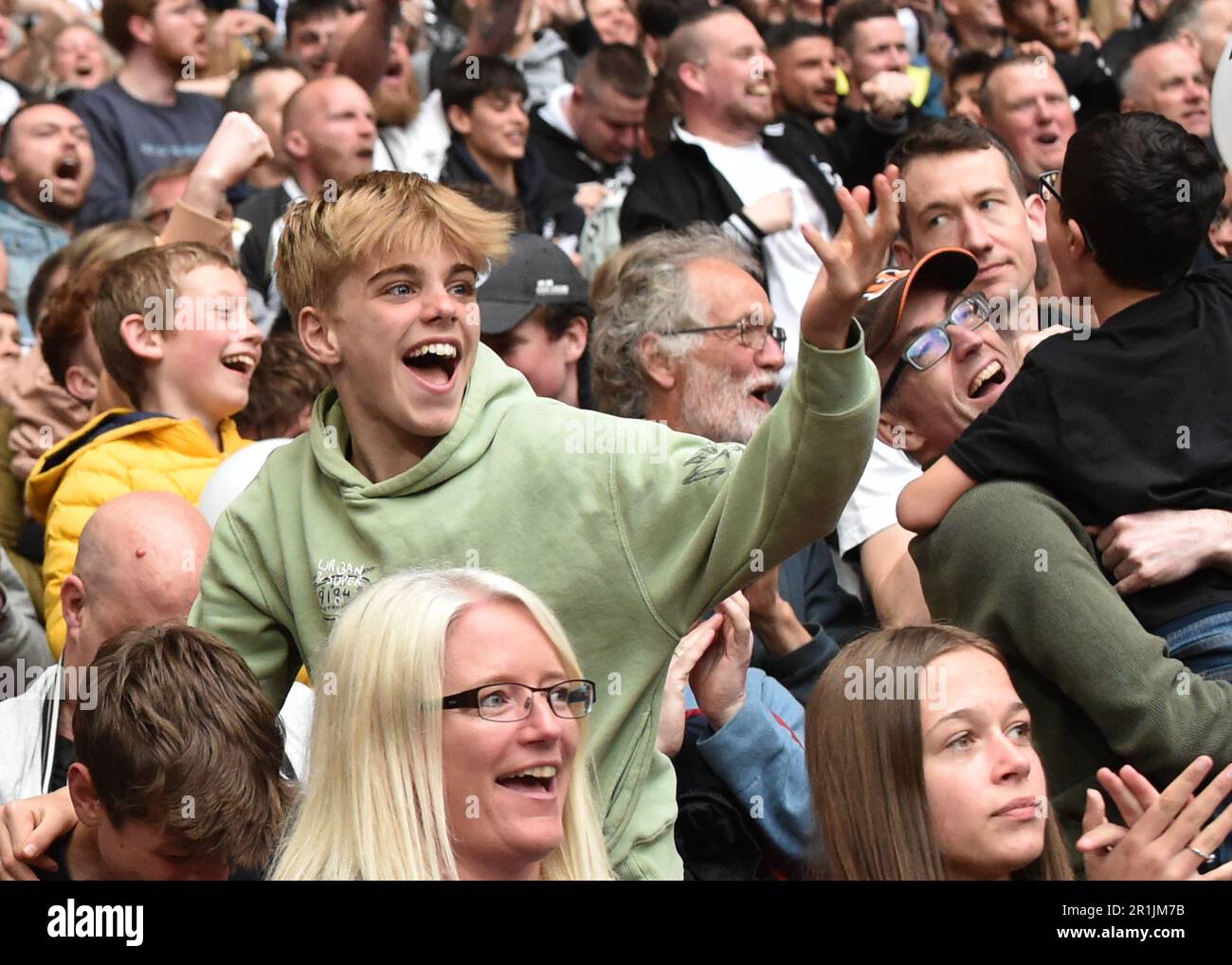 Wembley Stadium, London, UK. 13 May 2023 at 1530hrs. Notts County FC v Chesterfield FC - Vanarama National League Play Off Final.  Notts County fans  Picture: Mark Dunn/Alamy, Stock Photo