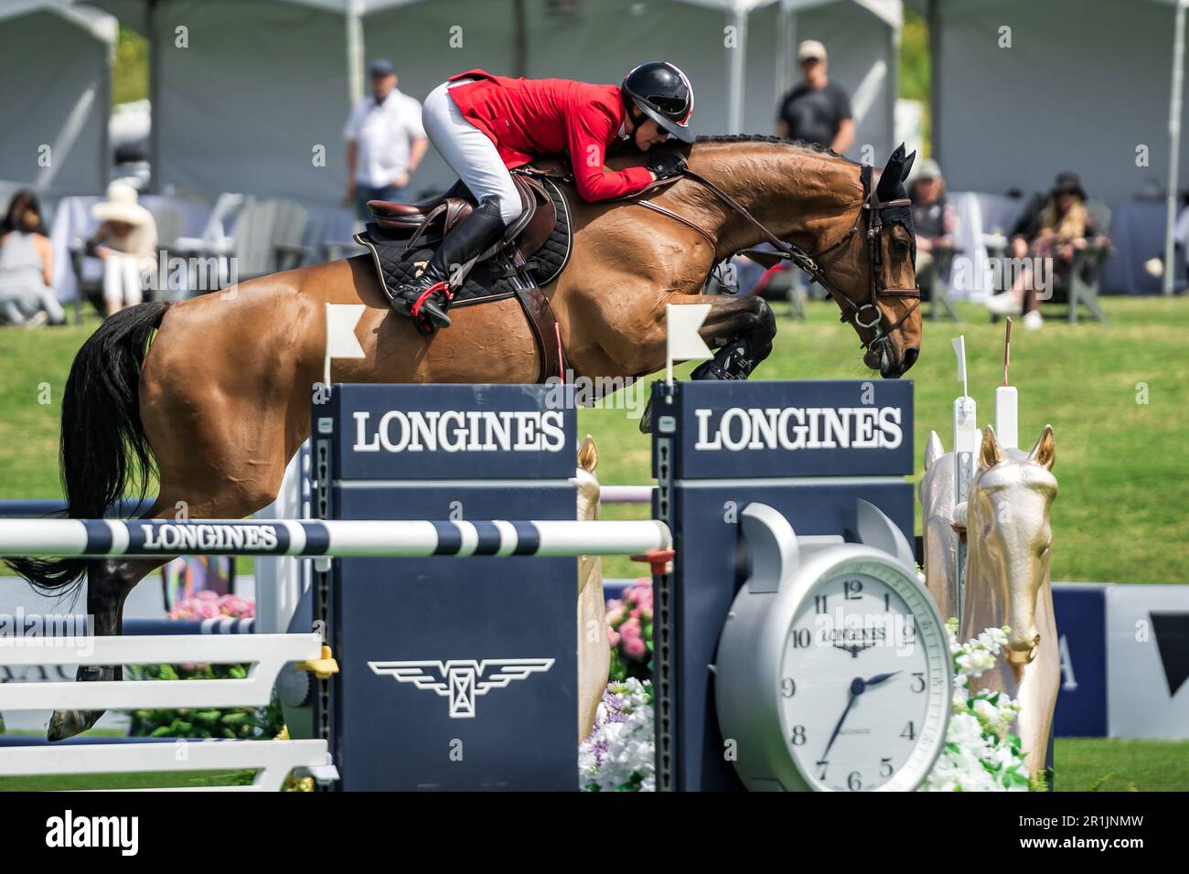 Beth Underhill of Team Canada competes at the 2023 FEI Nations Cup in San Juan Capistrano on May 13, 2023. Stock Photo