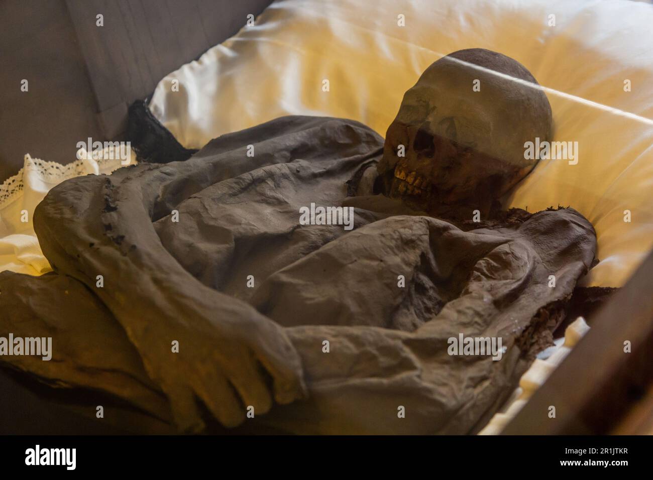 BRNO, CZECHIA - SEPTEMBER 6, 2021: Franz von der Trenck mummy in the Capuchin Crypt in Brno, Czech Republic Stock Photo