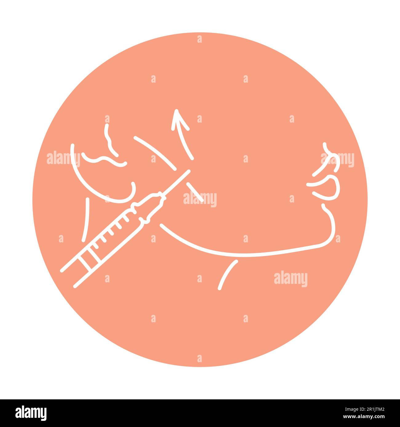 Fine cheekbone correction color line illustration. Hyaluronic injection ...