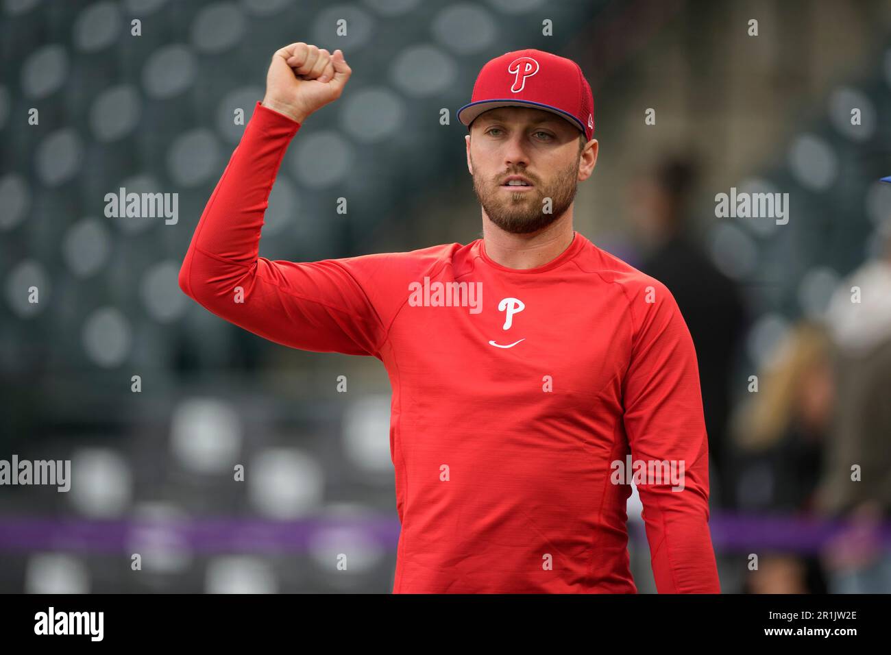 Philadelphia Phillies first baseman Kody Clemens (23) warms up before a