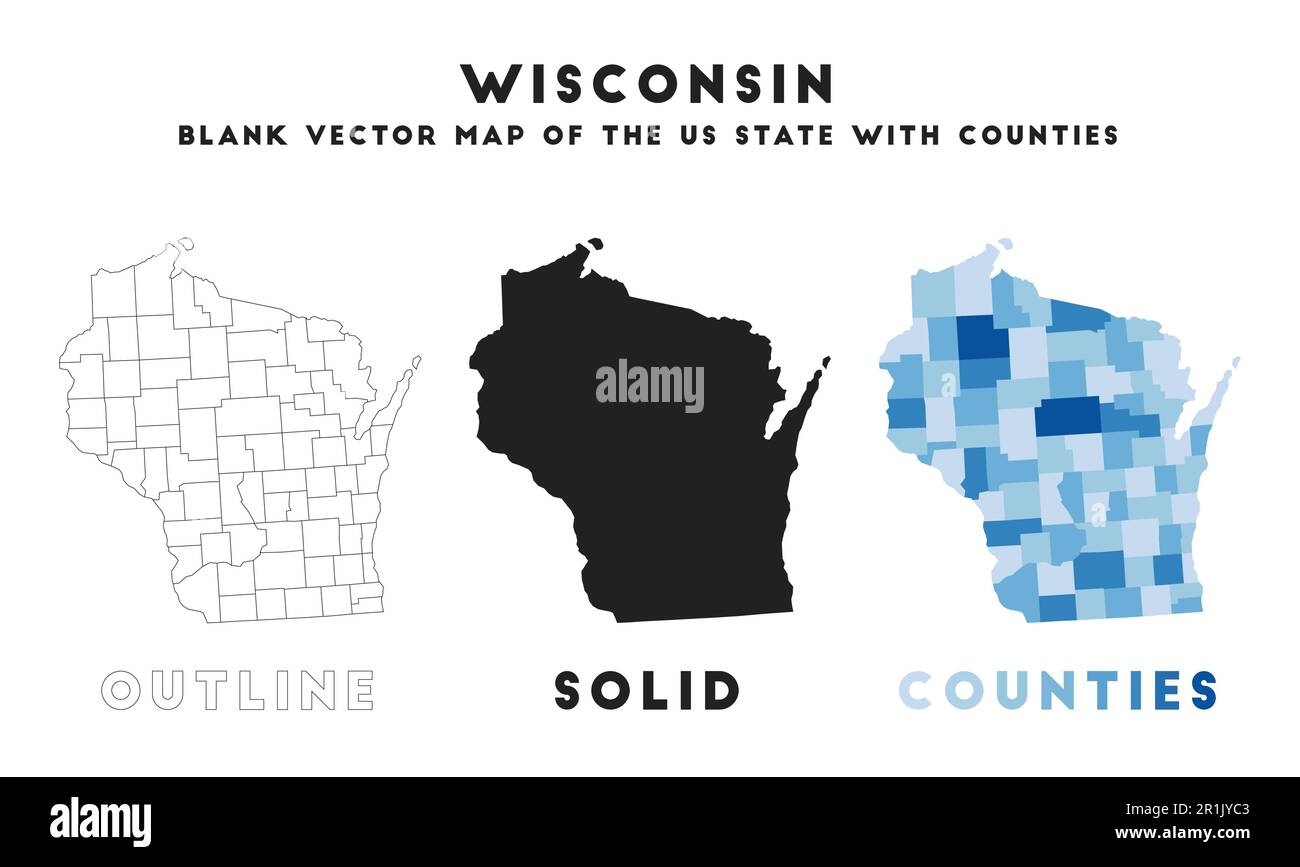 Wisconsin map. Borders of Wisconsin for your infographic. Vector us