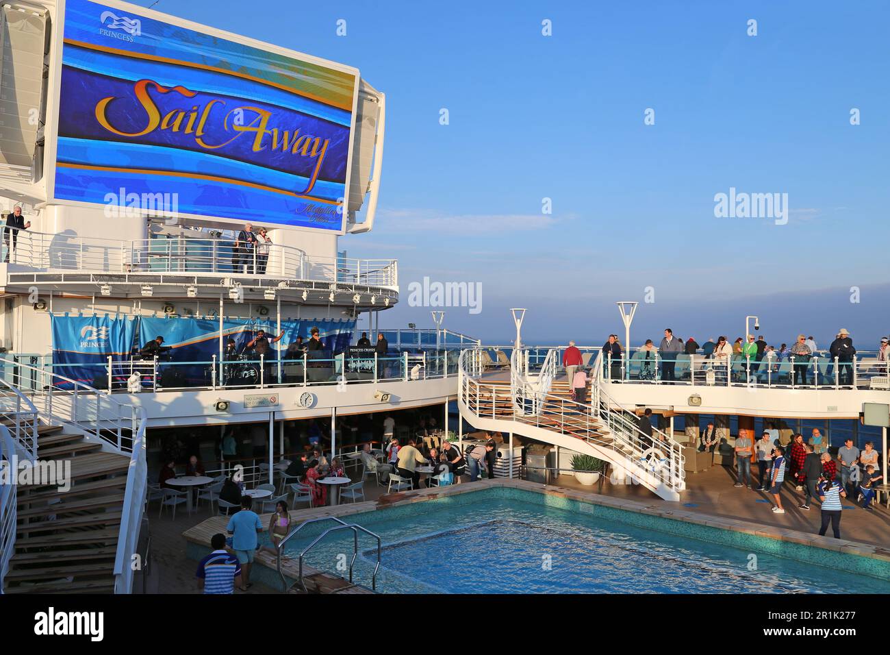 'Sail Away' party, Enchanted Princess, Princess Cruises, Mediterranean Sea, Europe Stock Photo