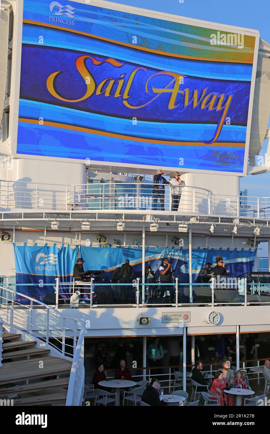 'Sail Away' party, Enchanted Princess, Princess Cruises, Mediterranean Sea, Europe Stock Photo