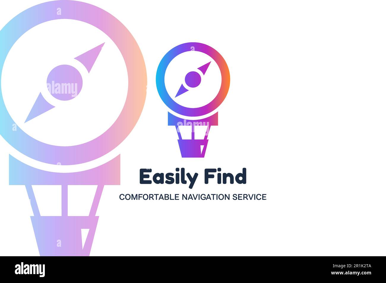 Easily find flat vector logo template. Air balloon and compass ...
