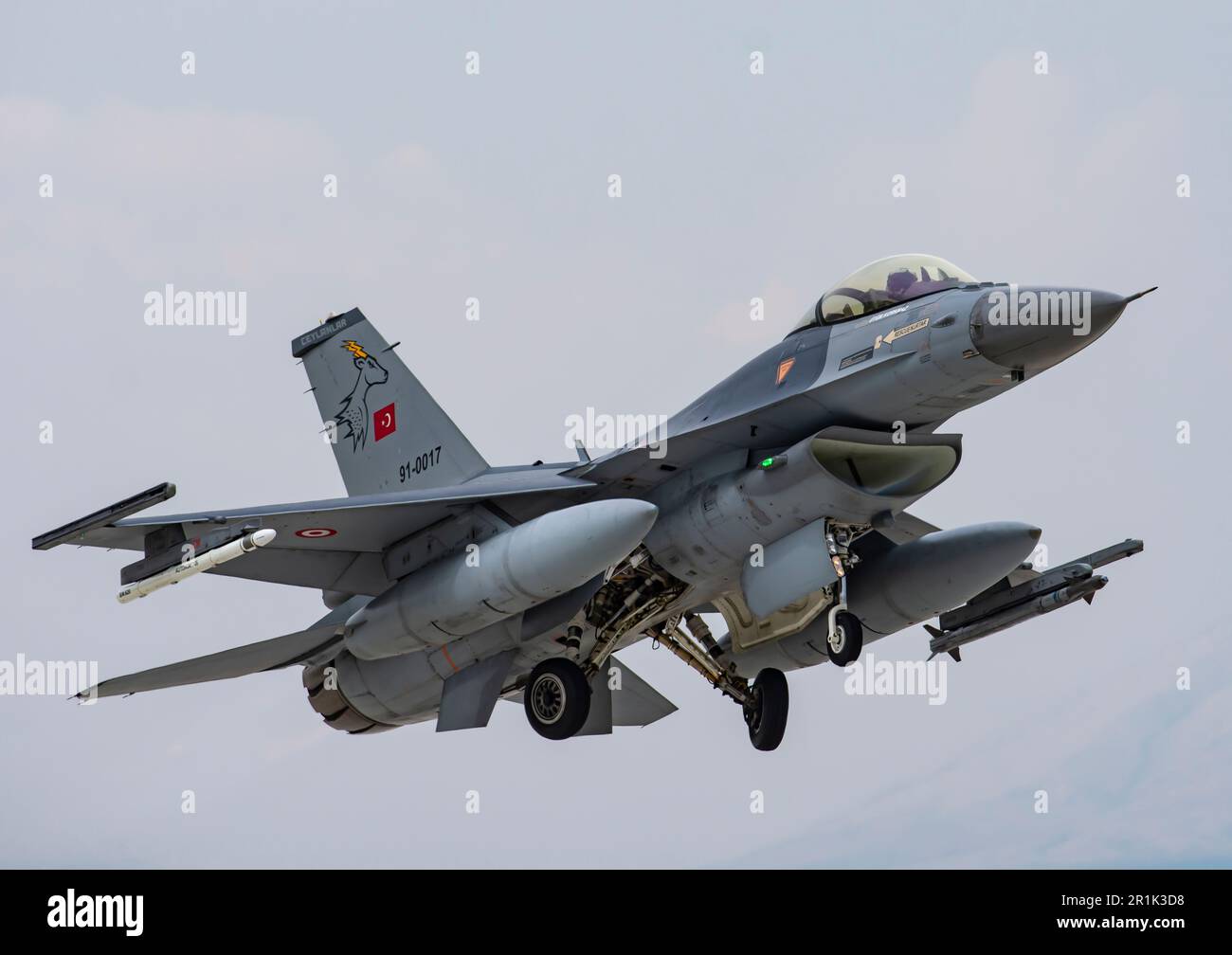 F-16C block 40 Fighting Falcon Take off  Konya Anatolian eagle Exercises  (91-0017) of 191 Filo Ceylan 'gazelle ' based at Konya 3. Main jet 132. squa Stock Photo