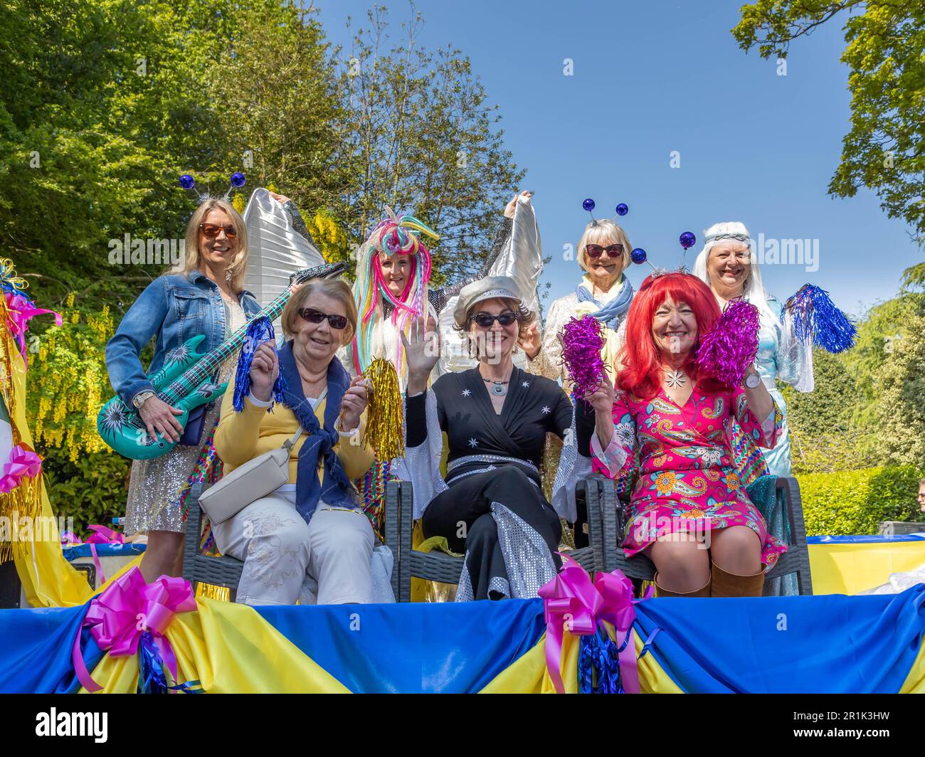 Lymm May Queen and Rose Queen 2023. Lymm Jubilee WI dressed in the