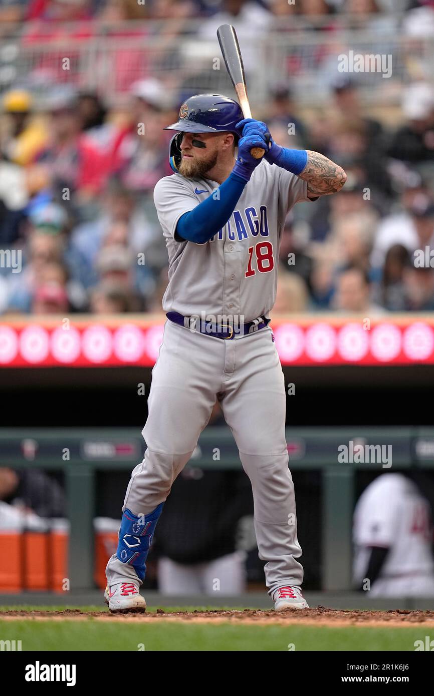 Chicago Cubs' Tucker Barnhart bats during the fifth inning of a baseball  game against the Minnesota Twins, Saturday, May 13, 2023, in Minneapolis.  (AP Photo/Abbie Parr Stock Photo - Alamy