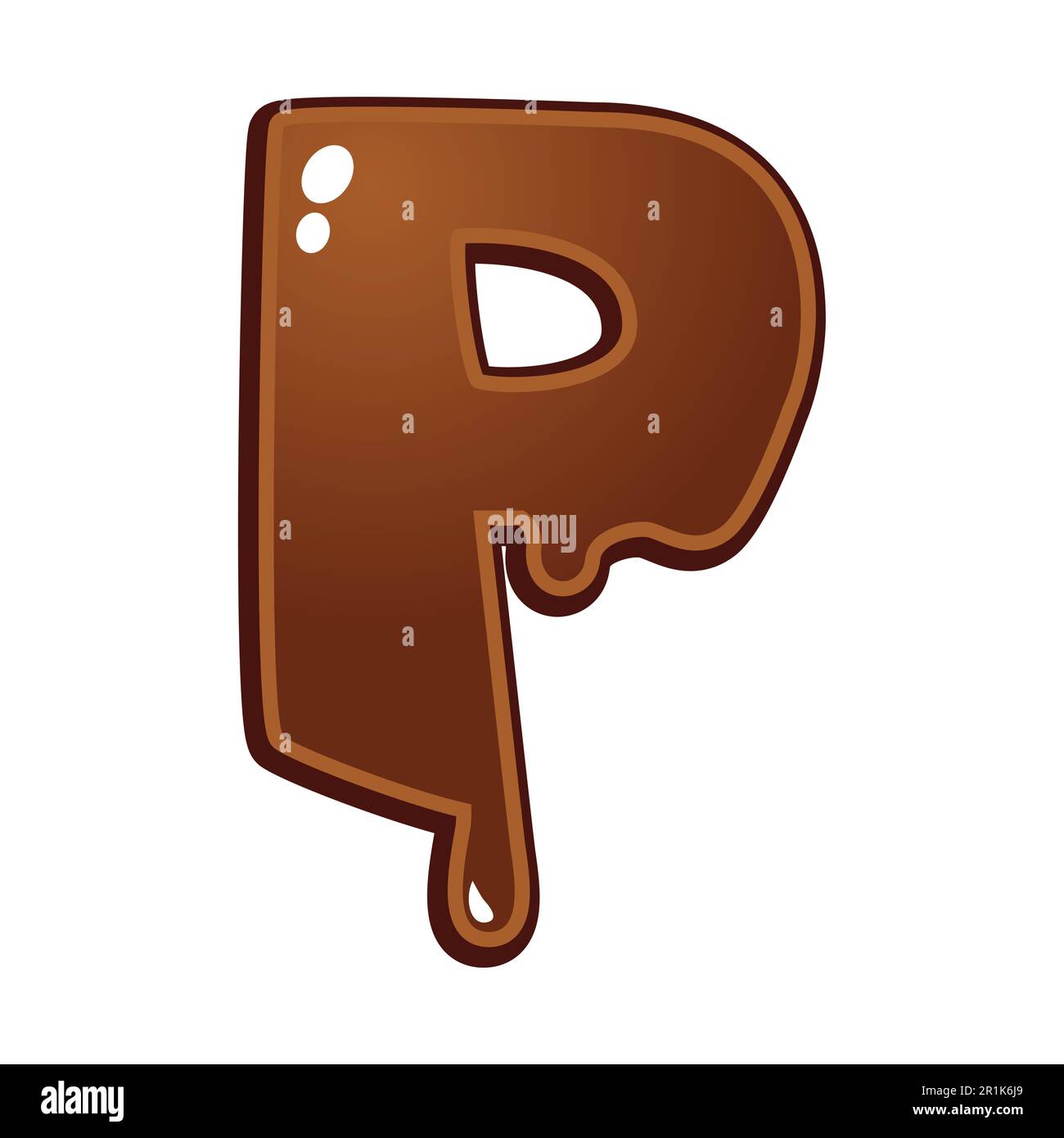 Chocolate melt font type letter P Stock Vector