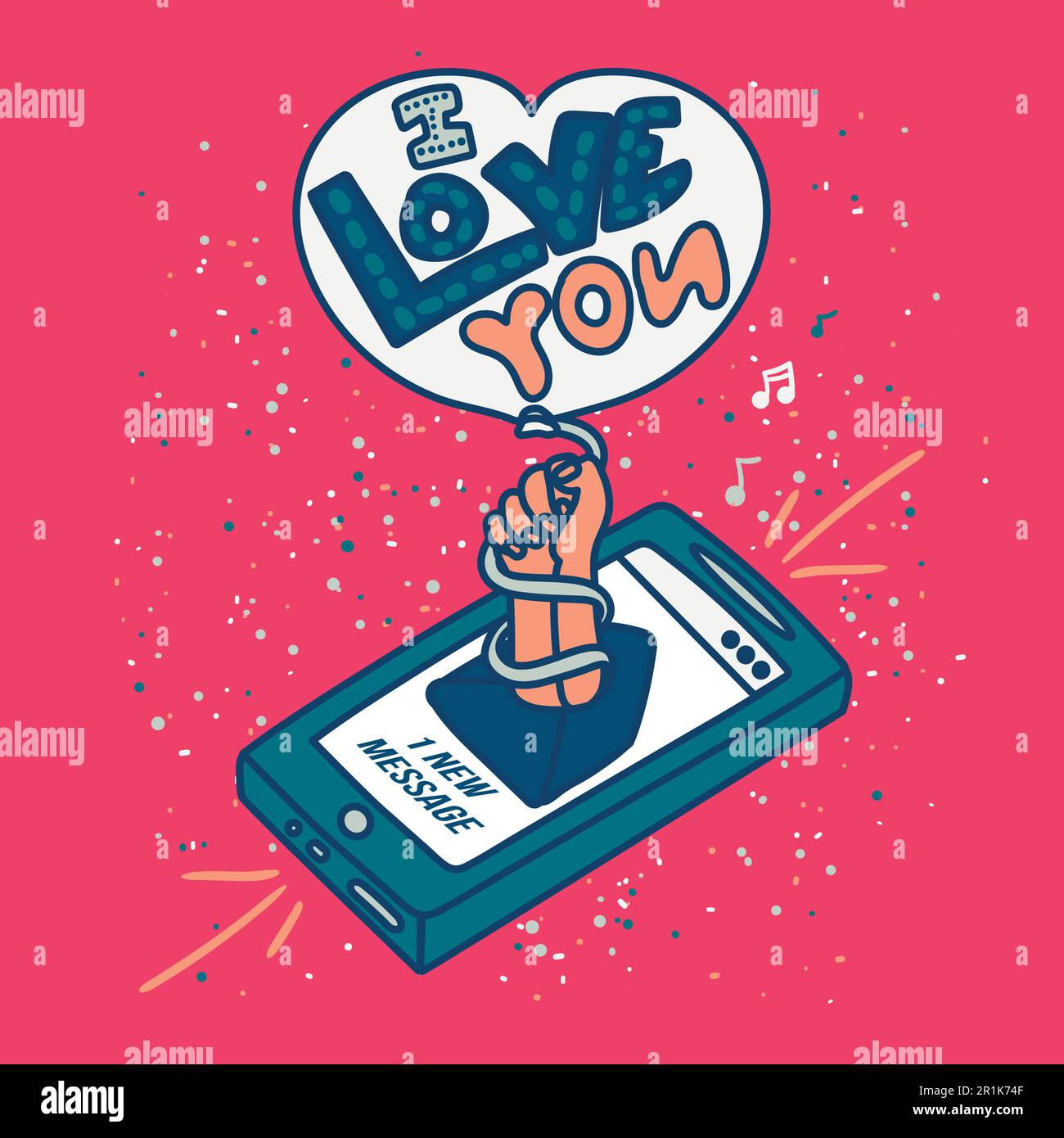 I love you hand drawn lettering. Romance and dating illustration. Valentine Day greeting card, poster Stock Vector