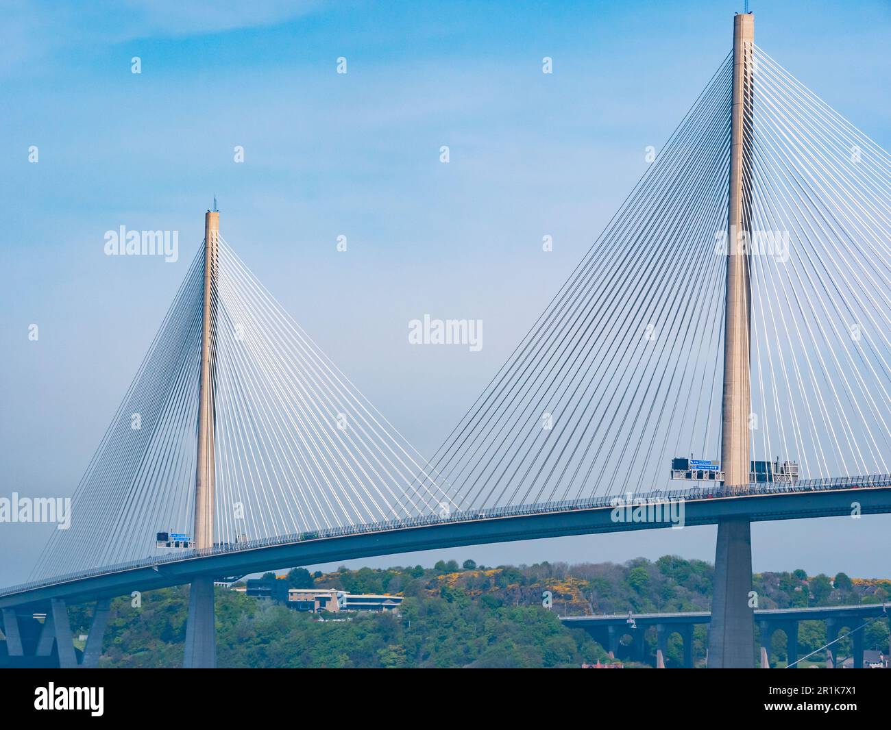 View of cables ,towers and deck of Queensferry crossing road bridge